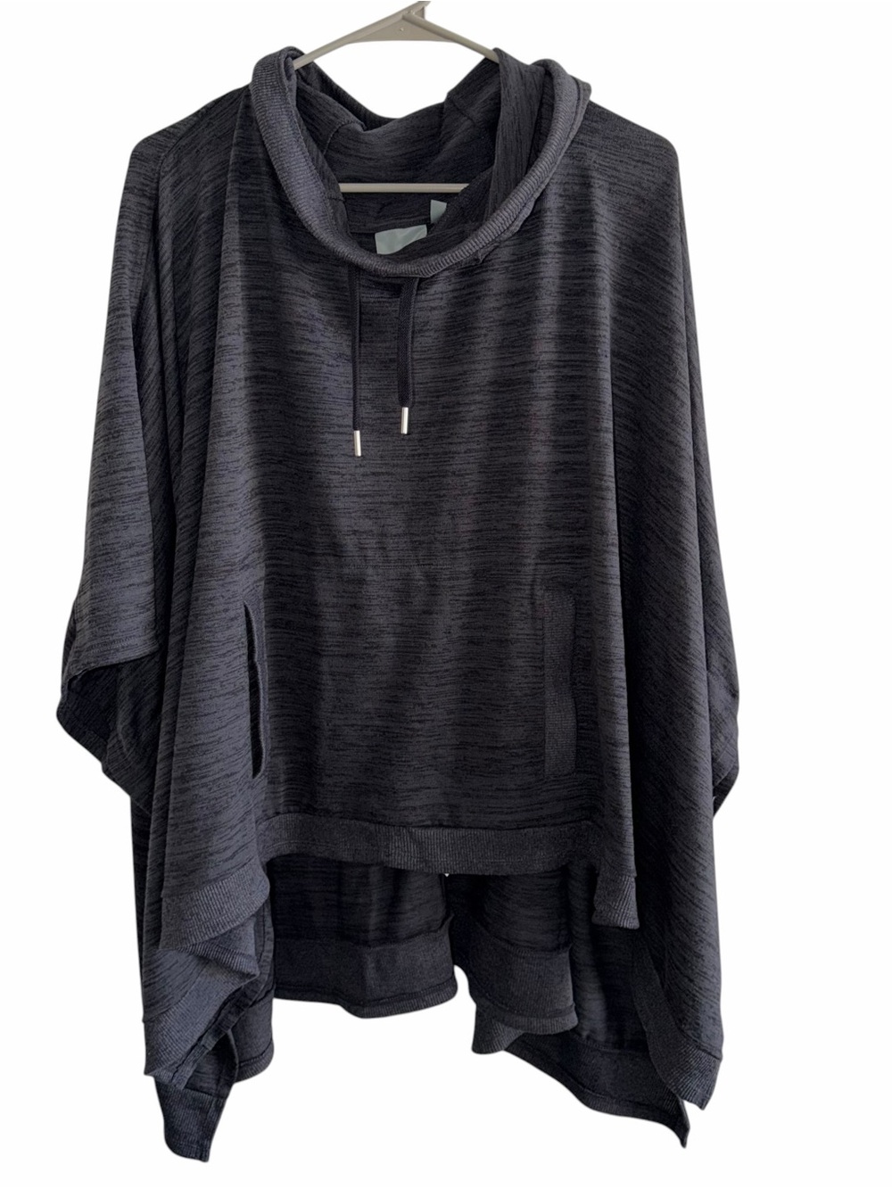 Athleta Blissful Poncho Hoodie Womens L Gray Space Dye Oversized Cowl Neck - Picture 3 of 9